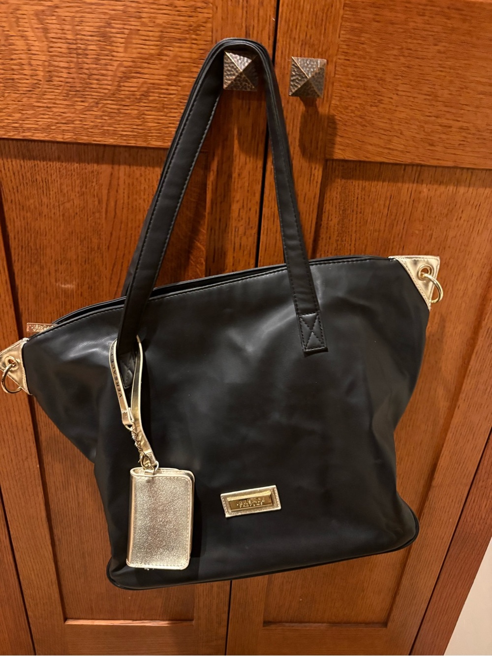 New Versace Parfums Black Tote Bag Gym Weekend Overnight Shoulder Bag Purse